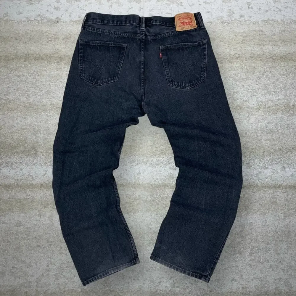 Vintage Y2K Levis Jeans 505 36x30 Regular Straight Leg Smoke Black Wash Denim